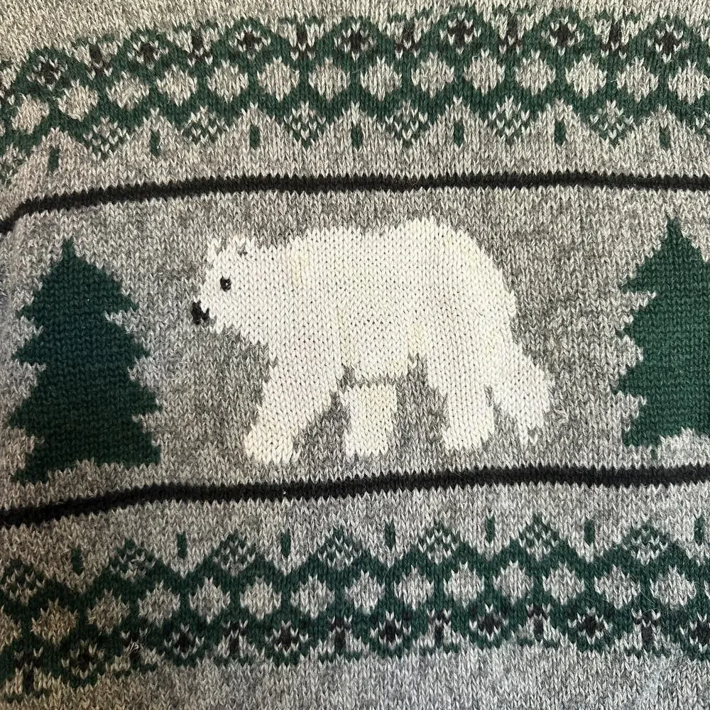 Vintage Oshkosh B'Gosh Trusts Tide Polar Bear Fair Isle Sweater Baby Size 3T